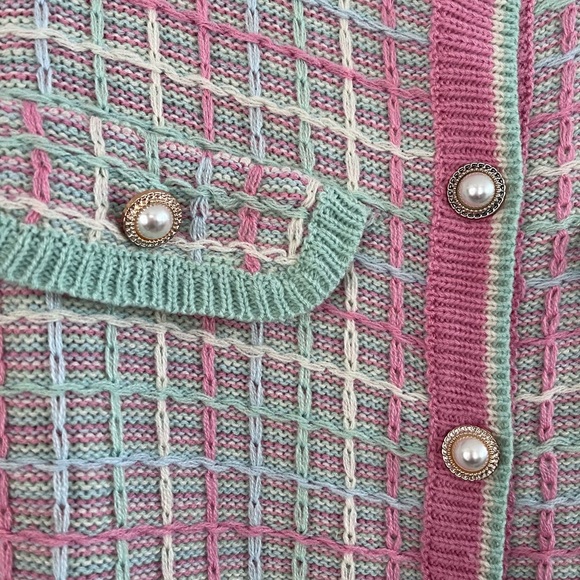 Pink and green sweater dress with buttons size XS - Picture 6 of 6